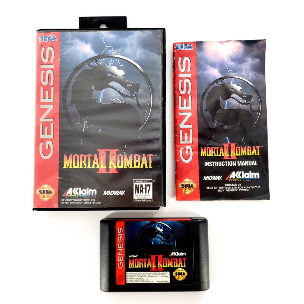 Mortal Kombat II (Sega Genesis, 1994) Authentic Complete Tested & Works